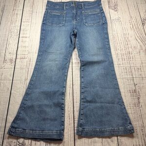 AMERICAN EAGLE SUPER HI-RISE FLARE JEANS STRETCH WOMEN'S SIZE 14 REGULAR DENIM